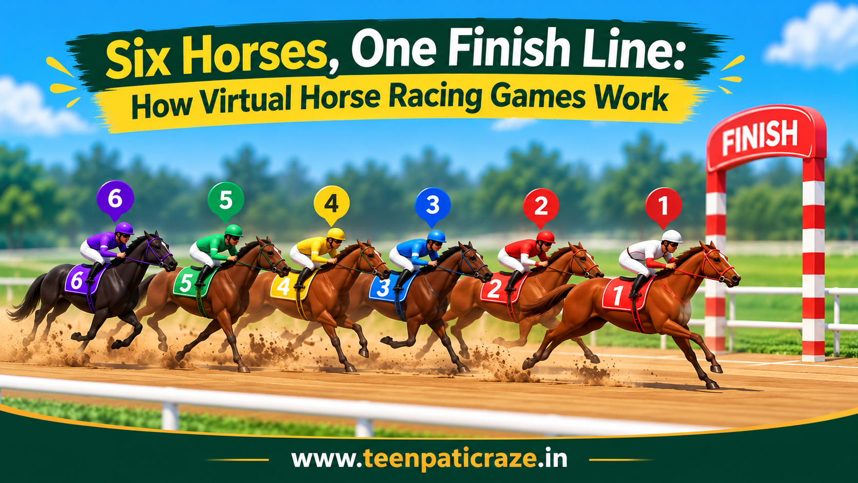 Colourful Horse Race to the Finish